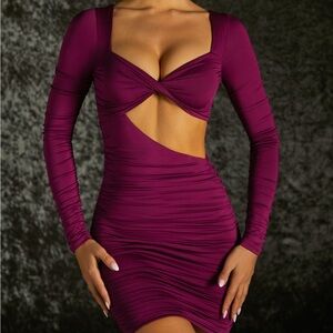Oh Polly Long Sleeve Mini Dress in Purple